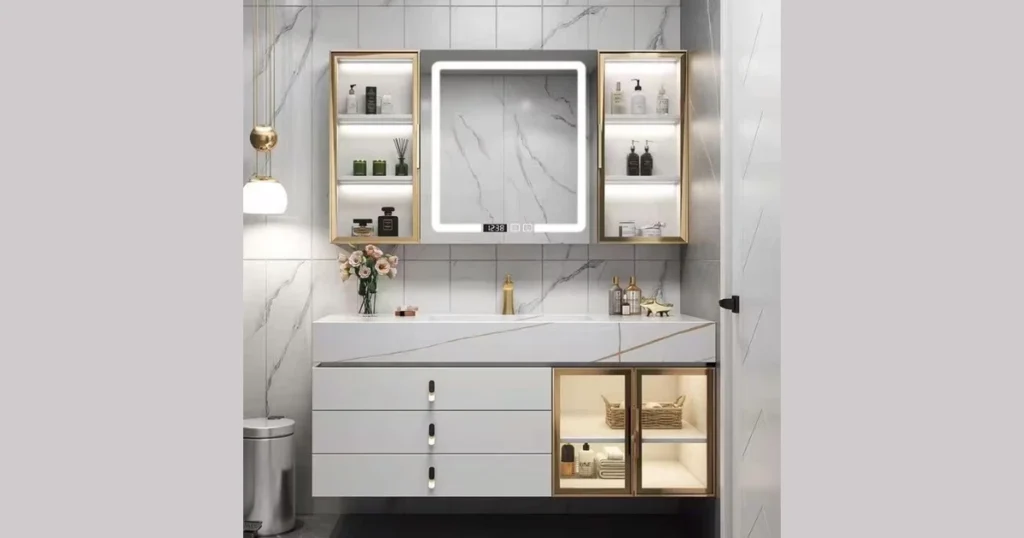 Glass Front Vanity Cabinets