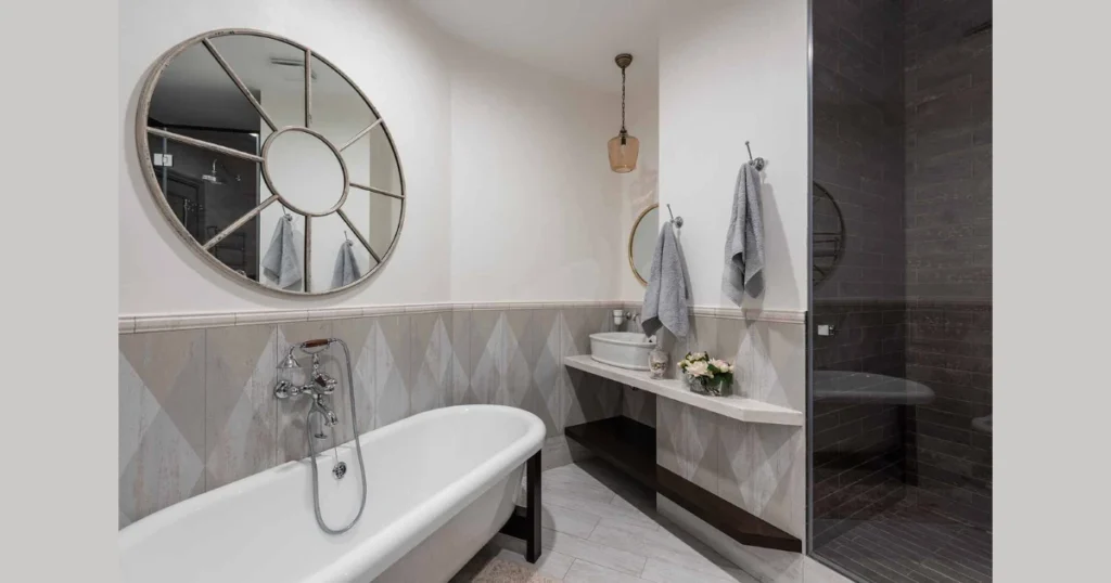 Half Wall Tiles with Painted Upper Section