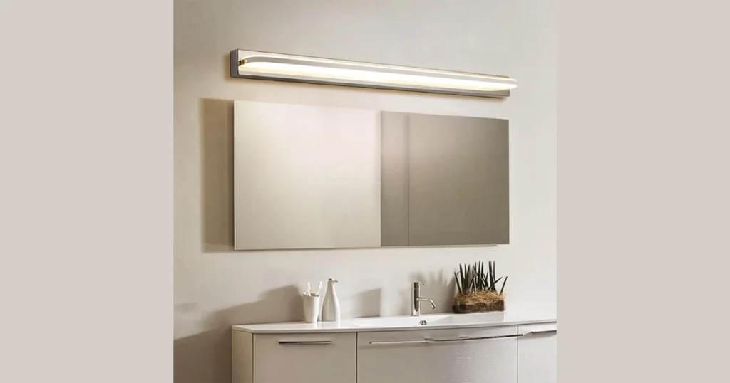 Horizontal Tube Light Fixtures Above Mirror