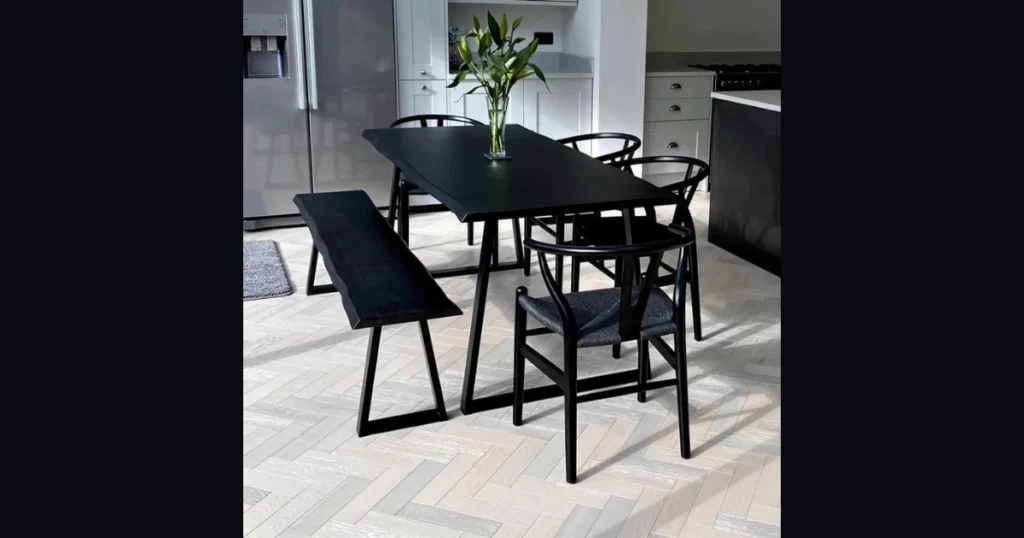 Industrial Style Dining Table with Metal Frame