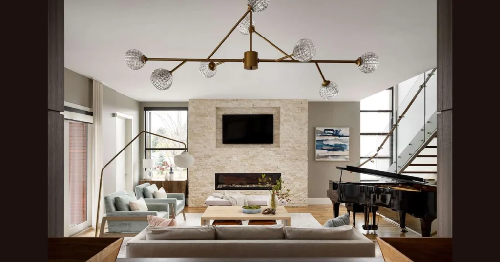 Modern Dining Room With a Sleek Linear Fireplace
