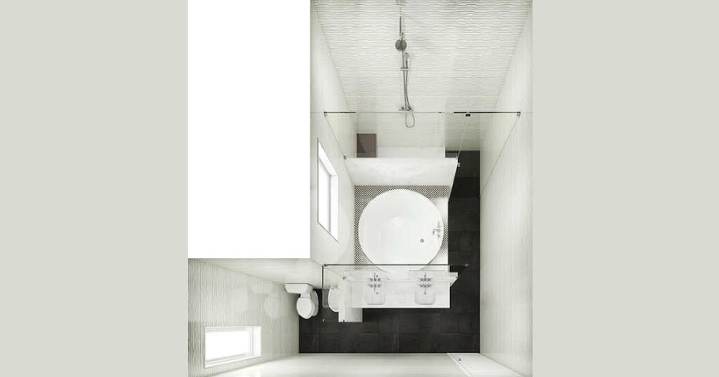 L-Shaped Bathroom Layout Idea