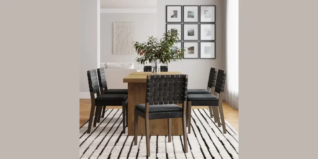 Leather Chairs with a Modern Dining Table