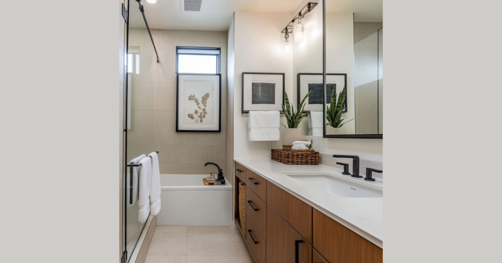 Linear Layout Bathroom Design for Narrow Spaces