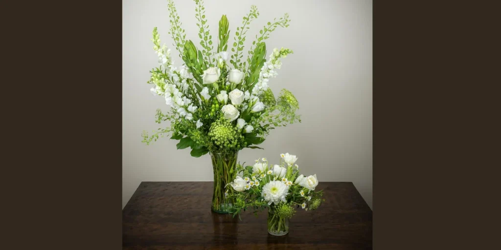 Low Floral Arrangement in a Neutral Vase