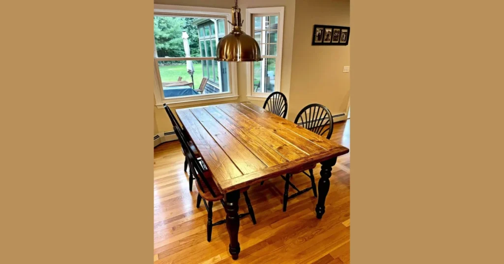 Farmhouse Style Dining Table with Rustic Finish