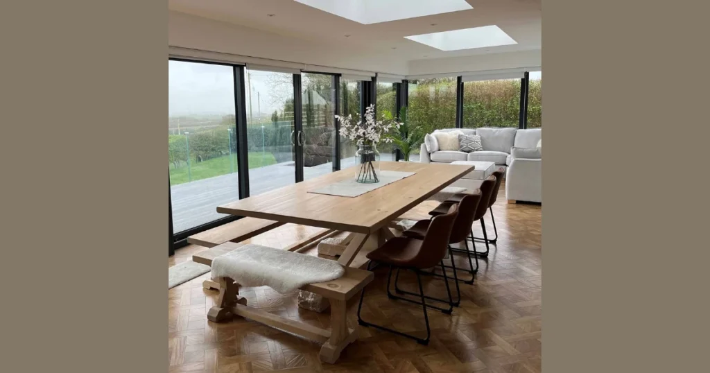 Rustic Trestle Base Dining Table
