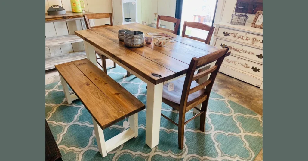 Rustic Dining Table with Bench Seating