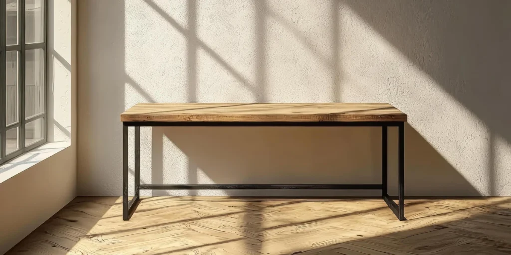 Minimalist Bench with Metal Frame