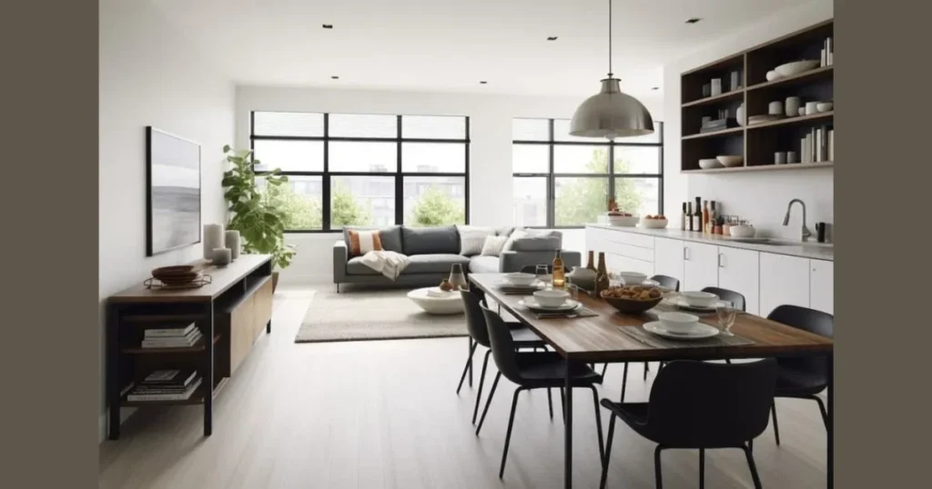 Minimalist Dining Room with Open Layout Flow