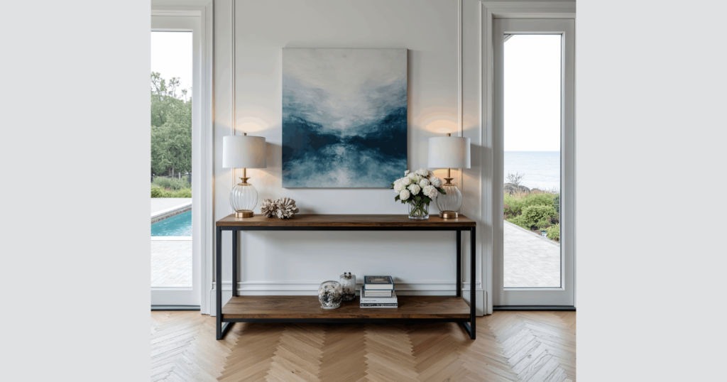 Modern Console Table Against a Blank Wall