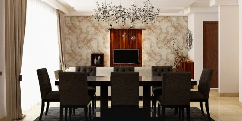 Modern Dining Room with Dark and Bold Color Accents