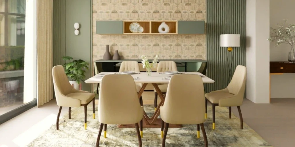 Modern Dining Room with Glass and Metal Touches