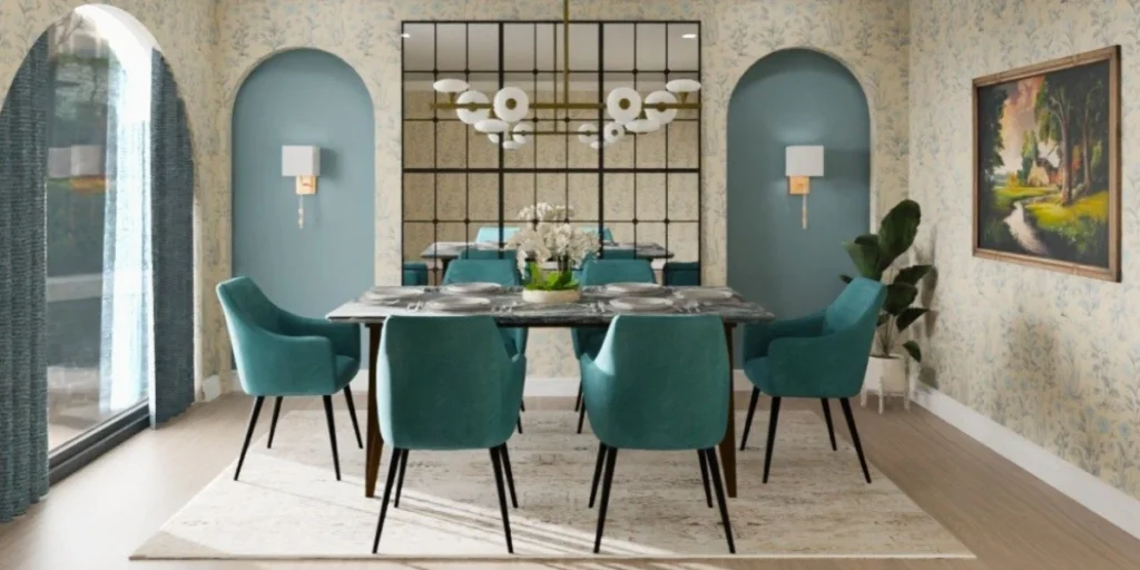 Modern Dining Room with Balanced Decor and Art