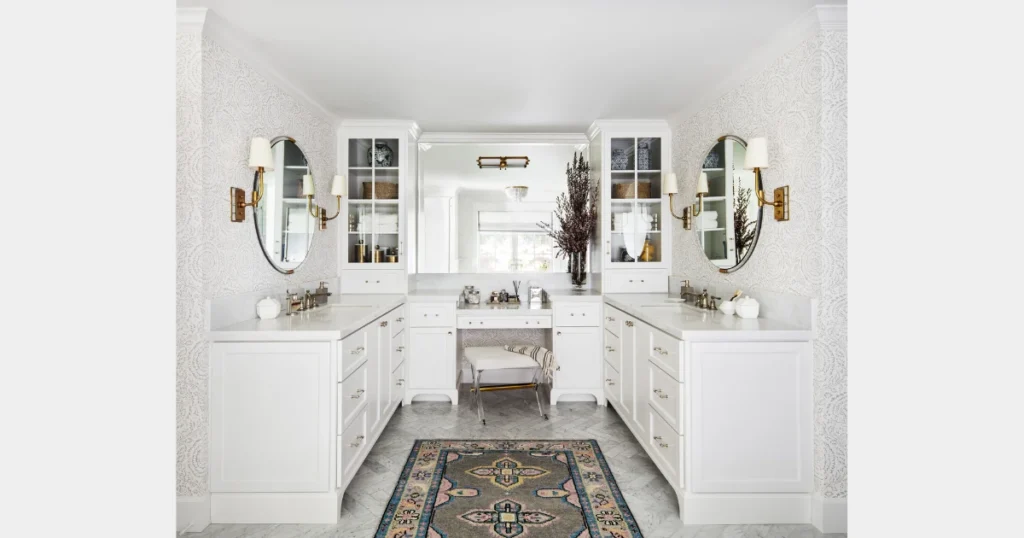 Bathroom Sink Vanity with Built-In Makeup Area