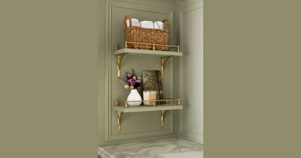 Wooden Bathroom Shelves for Warm and Natural Decor