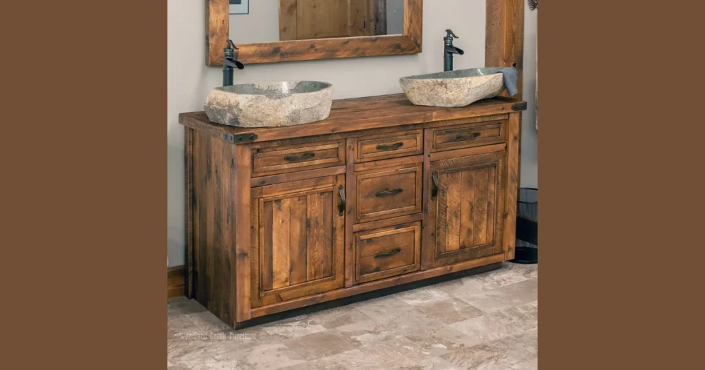Rustic Wooden Bathroom Vanity Cabinet