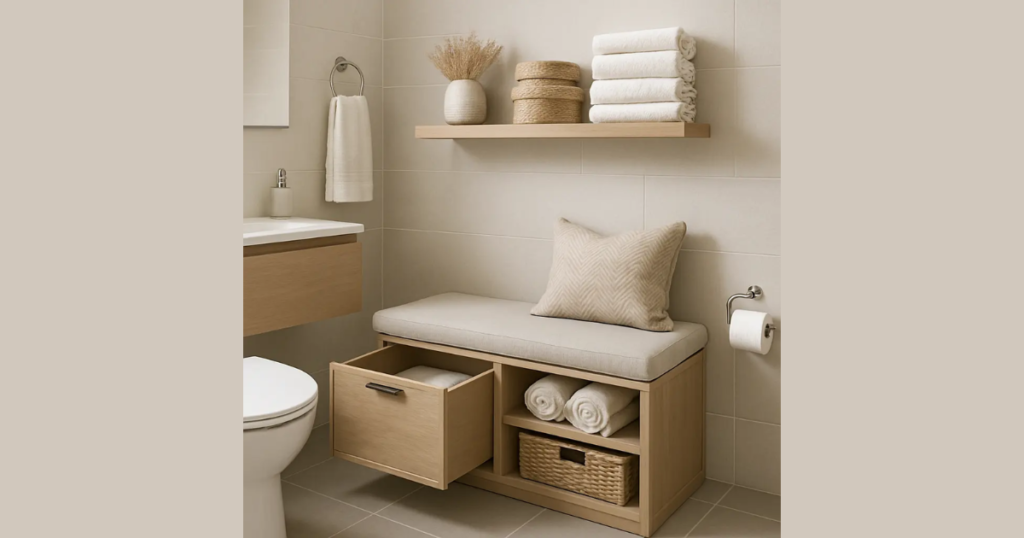 Multi-Purpose Storage Benches for Compact Bathrooms