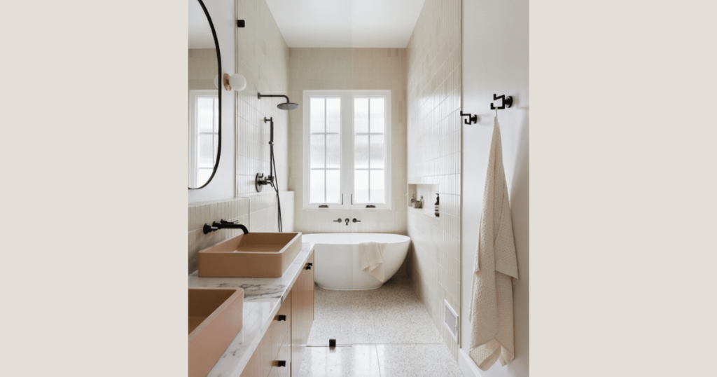 Narrow Bathroom Layout Idea