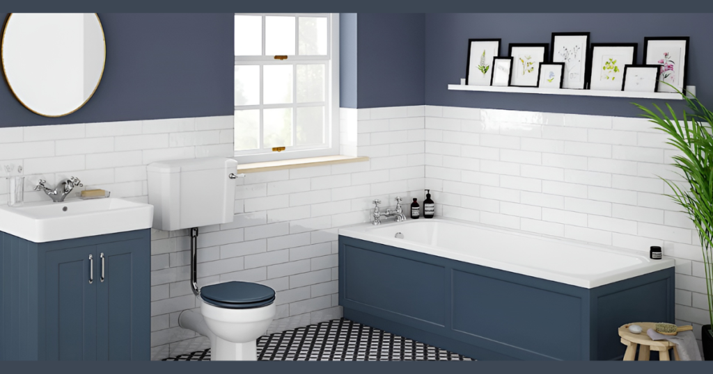 Navy Blue and Crisp White Modern Bathroom Palette
