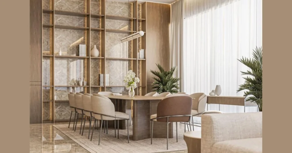 Neutral Dining Table with Modern Lines