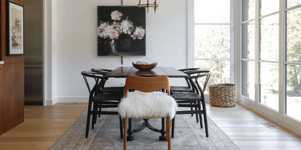 Neutral-Tone Bench for Timeless Dining Rooms