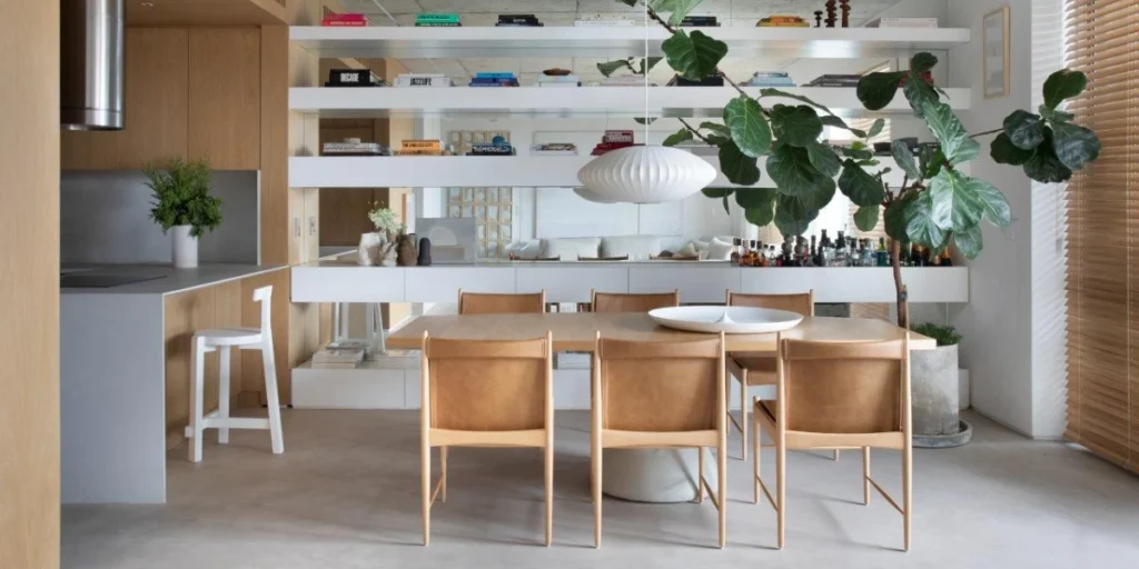 Open Wooden Dining Room Shelves for Everyday Storage