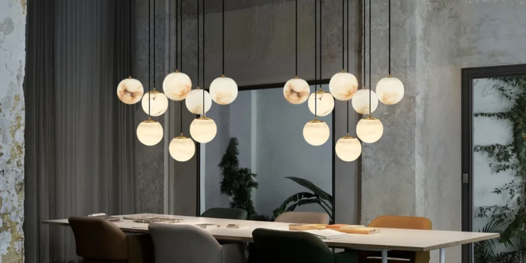 Pendant Lights Centered Over the Dining Table
