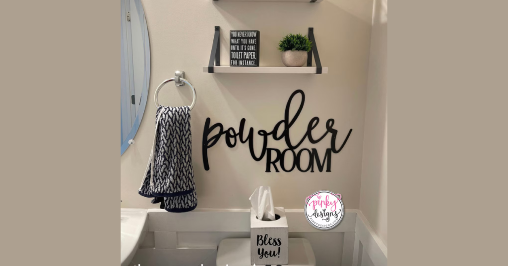Powder Room Script Sign