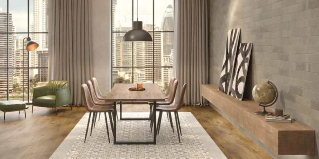 Rustic Dining Room Flooring with Natural Texture