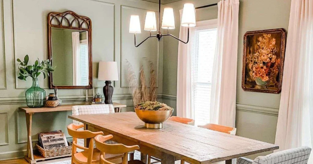 Rich Olive Green for a Sophisticated Dining Room Setting