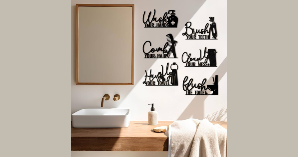 Rustic Metal Bathroom Wall Sign