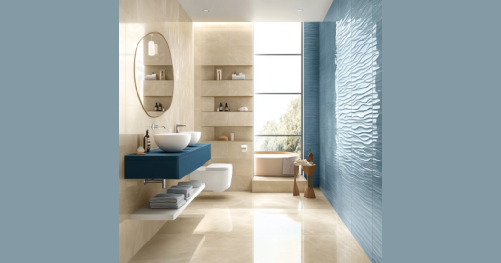 Sky Blue and Beige Light Bathroom Color Scheme