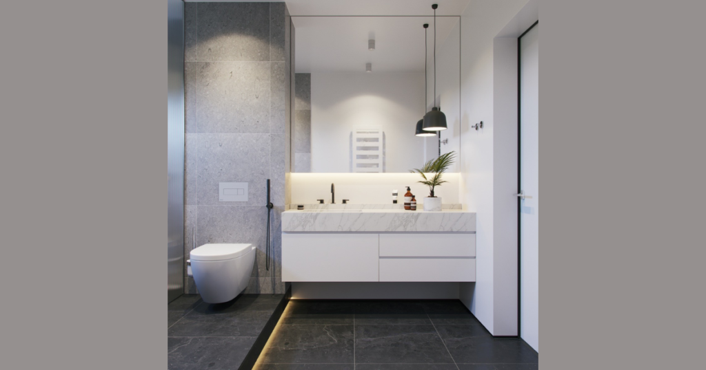 Soft Gray and White Contemporary Bathroom Colors