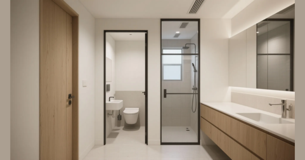 Split Zone Bathroom Design for Multi-Function Use