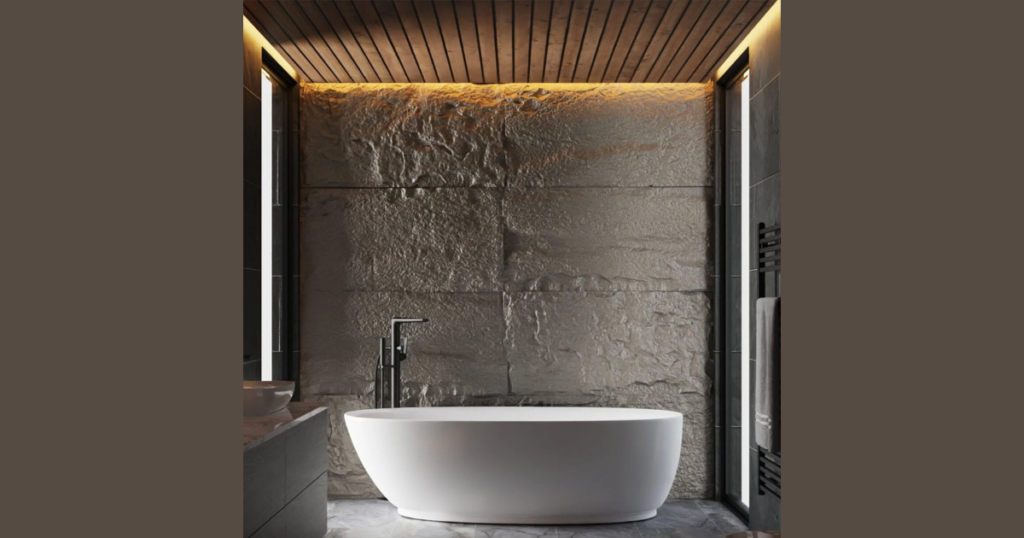 Stone Panel Bathroom Accent Wall for Natural Texture