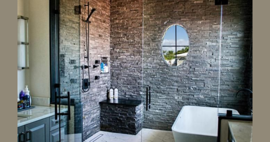Stone Panel Bathroom Shower Design