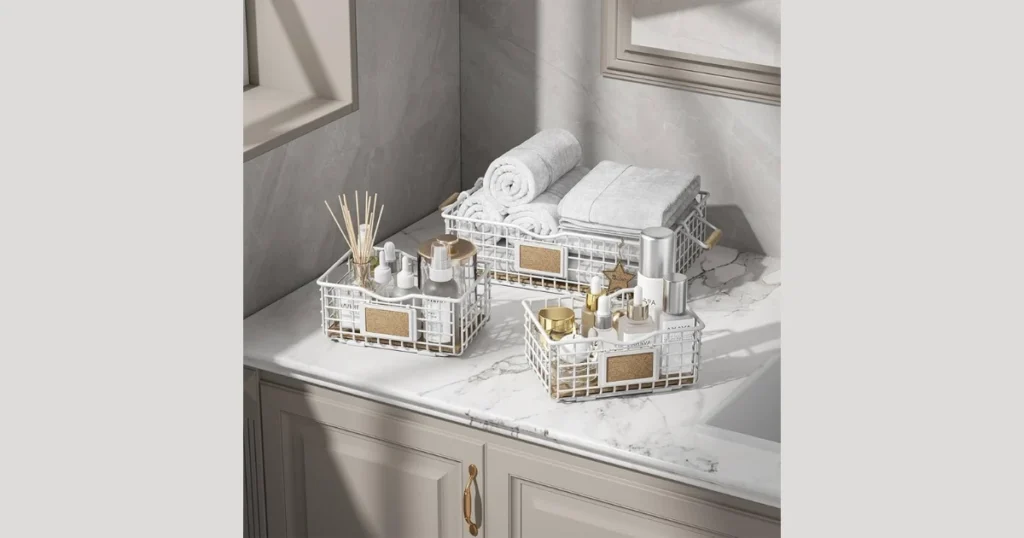 Storage Baskets for an Organized Bathroom Space
