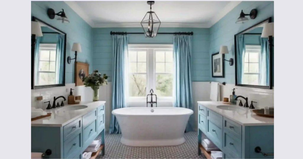 Teal and White Vibrant Bathroom Color Combination