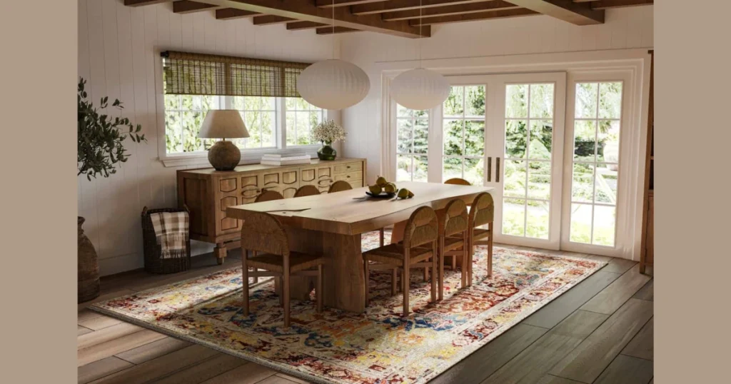 Traditional Area Rug Under the Dining Table