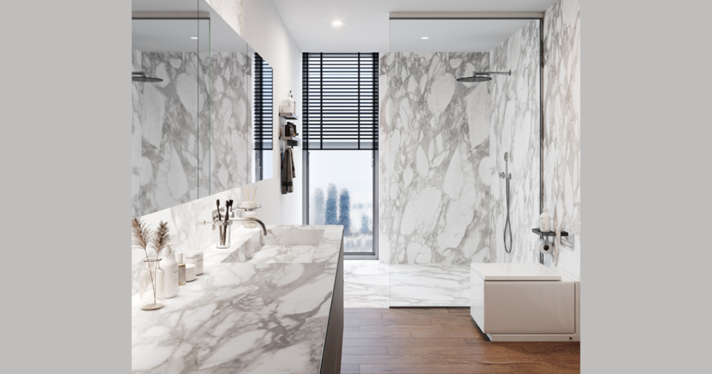 Two Material Contrast Bathroom Design for Depth