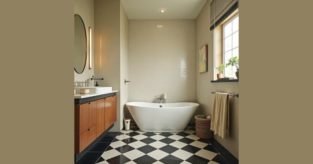 Update Bathroom Flooring with Peel and Stick Tiles