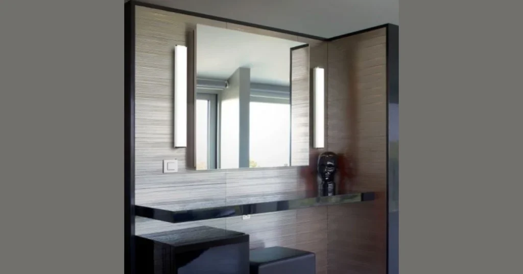 Vertical LED Light Bars Beside the Mirror