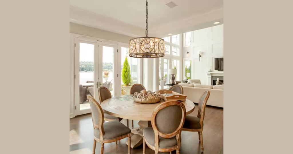 Vintage Farmhouse Chandelier with Antique Finish