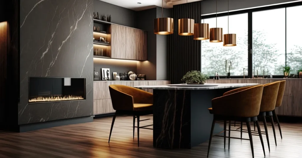 Warm Chocolate Brown for a Bold Professional Dining Space