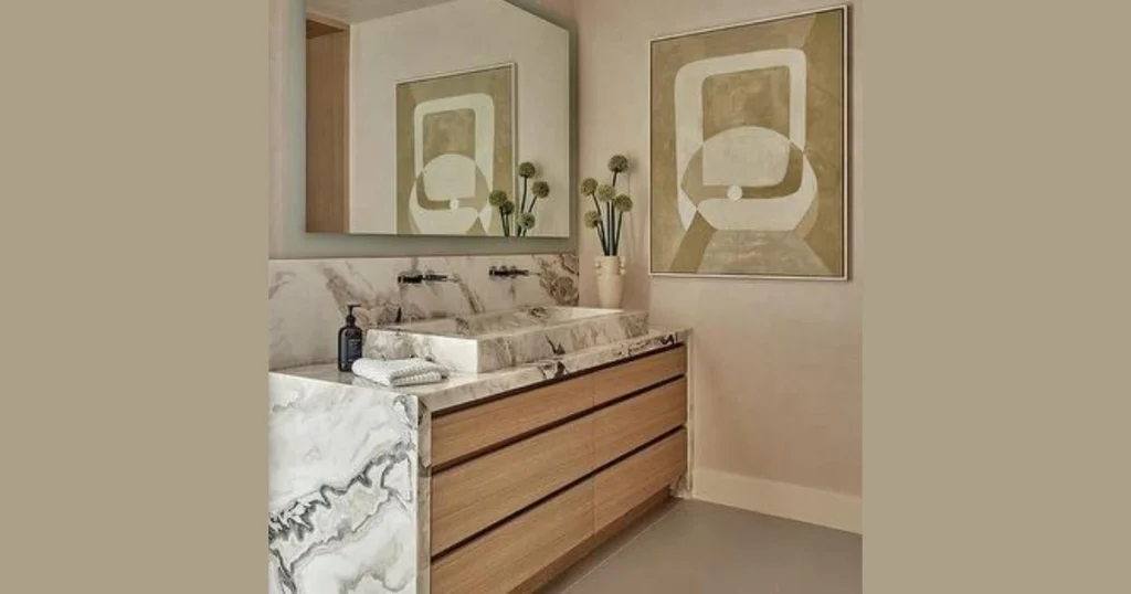 Waterfall Edge Bathroom Countertop for Modern Style