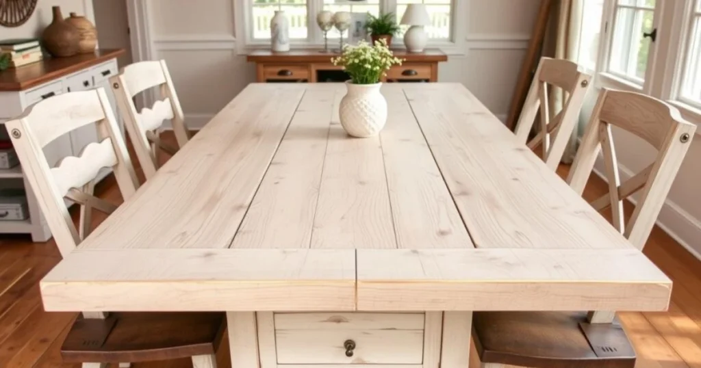 Whitewash Dining Table for a Light and Airy Feel