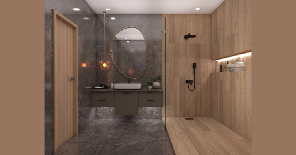 Wood Accent Bathroom Shower Design