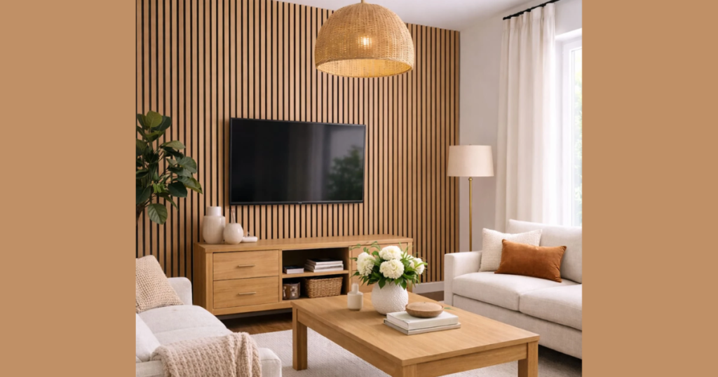 Wood Panel Accent Wall for Natural Warmth