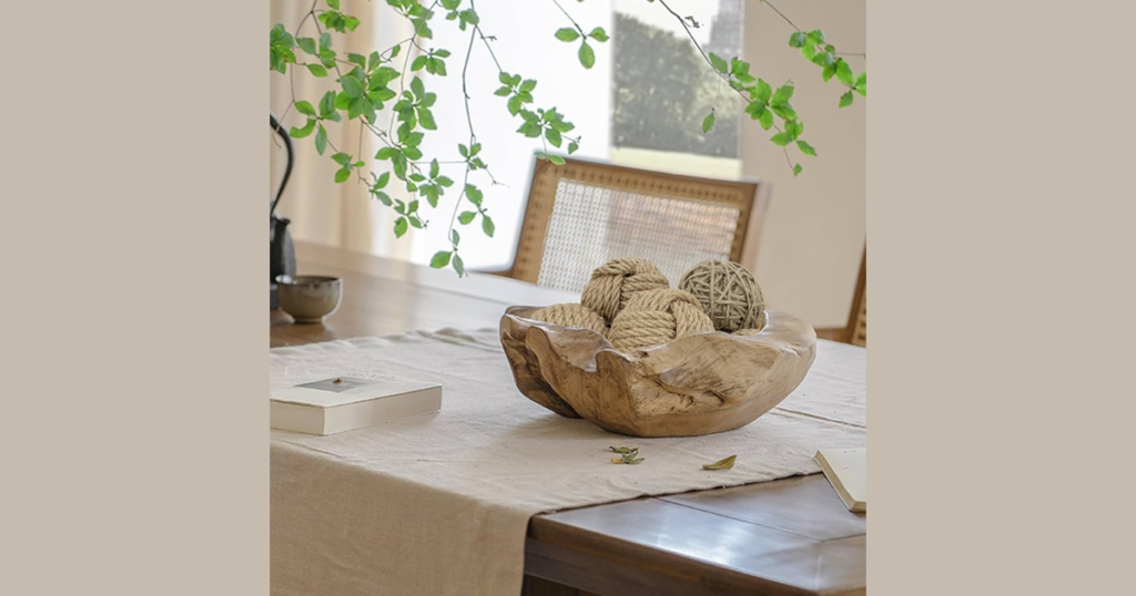 Wooden Bowl with Decorative Fillers for Texture